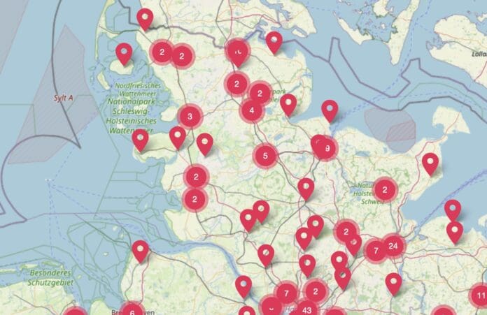 Eine Karte, welche alle Orte und Einrichtungen zeigt, in der man ein FSJ Kultur machen kann.